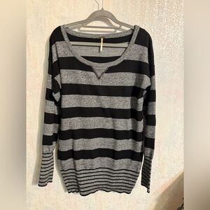 Poof! Black and Gray Striped, Two Toned , Cozy, Comfy Sweater, Sz Medium